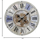 Unique Moving Gear Large Wall Clock 21inch-Battery Powered. Retro Industrial Steampunk Country Farmhouse Decor for The Living Room Kitchen Bars cafes Offices(whith/metal/21) by CozyNest Decor