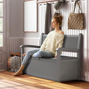 70 Gallon Deck Bench with Storage,Outdoor Storage Box Bench Waterproof&Lockable, Resin Patio Furniture with Armrest for Patio, Porch, Garden,Grey by CozyNest Decor