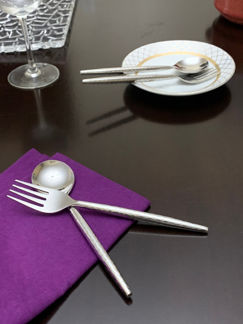 Hammered Silver Flatware Stainless Steel Set of 20, photo 8 of 10