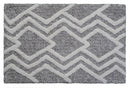 CHICOS HOME Bath Rug Geometric Pattern in Grey & Ivory