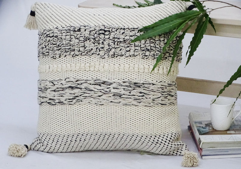 Modern 22" X 22" Throw Pillow for couch with Tassels, photo 3 of 3