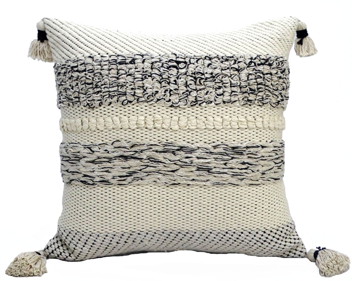 Modern 22" X 22" Throw Pillow for couch with Tassels, photo 2 of 3