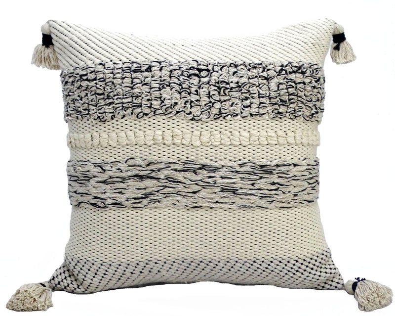Modern 22" X 22" Throw Pillow for couch with Tassels, photo 2 of 3