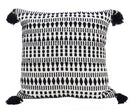 Black 22" X 22" Throw Pillow for couch with Tassels-Winter