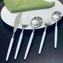 White & Silver Flatware Stainless Steel Set of 20