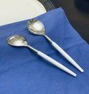 6-PC Stainless Steel Soup Spoon (Hammered Mouth, White)