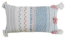 Striped Throw Pillow with Braid and Tassels 14"x24"