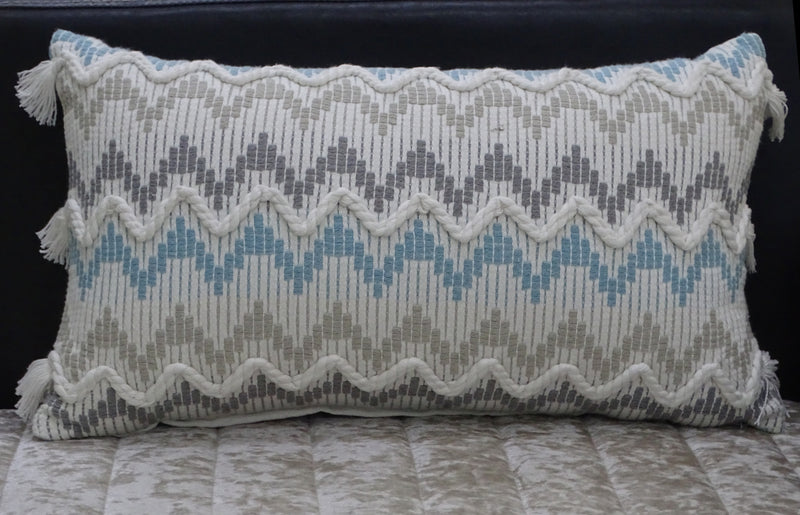 Chevron Throw Pillow for Sofa with Braid and Tassels 14"x24", photo 5 of 5