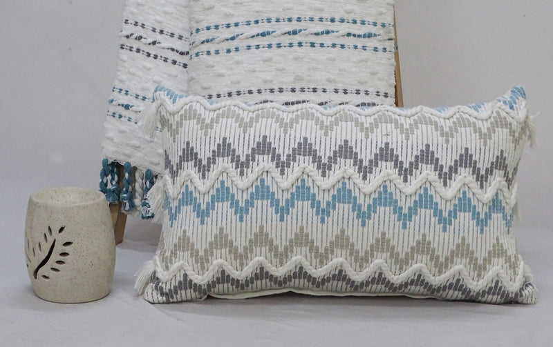 Chevron Throw Pillow for Sofa with Braid and Tassels 14"x24", photo 3 of 5