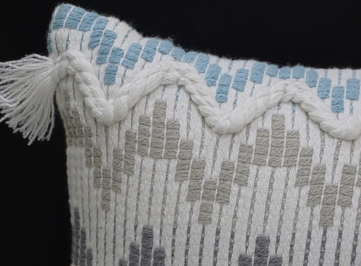 Chevron Throw Pillow for Sofa with Braid and Tassels 14"x24", photo 4 of 5