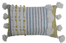 Designer Striped Pillow with Large Poms and Tassels 14"x20"