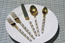 Golden Stainless Steel Flatware Set of 5 PC (Twsited)