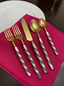 Golden Stainless Steel Flatware Set of 20 PC (Twsited)