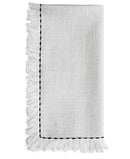 Table Cloth Napkins Set of 4 with Black Embroidery