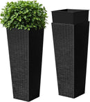 Devoko Resin Tall Planters for Outdoor Plants Set of 2, Large Taper Outdoor Planter Pots with 4 Drainage Holes, Flower Pots Modern Decor for Porch, Patio, Backyard, Home Garden (Black, 32") by CozyNest Decor