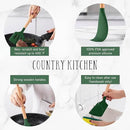 Country Kitchen Non Stick Silicone Utensil Set with Rounded Wood Handles for Cooking and Baking, 14 Piece Set, Green by CozyNest Decor