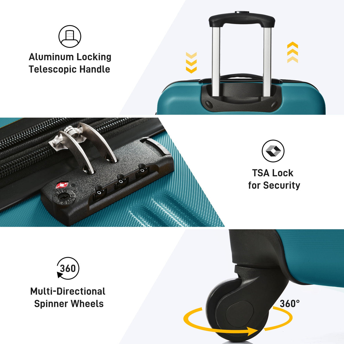 Hardshell Luggage Sets 4 Pieces + Bag Spinner Suitcase With Tsa Lock Lightweight - 16" / 20" / 24" / 28" Luggages, photo 25 of 40