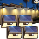 4 Pack Solar Fence Lights Waterproof, Motion Sensor Deck Outdoor, Warm White LED for Wall Yard Steps Stairs Garden - Brown by GreenHaven Gardens