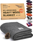 Woolly Mammoth Woolen Co. | Extra Large Merino Wool Camp Blanket | Perfect Outdoor Gear | Bedroll for Bushcraft, Camping, Trekking, Hiking, Survival, or Throw Blanket at the Cabin (Gray), 66" x 90" by CozyNest Decor