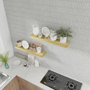 IAE Floating Wall Shelves 24 inch,Bathroom Shelves Wall Mounted,Invisible Shelves Floating Kitchen Shelves,Wooden Wall Shelves with Brackets for Living Room Wall Mounted,Easy Install,Set of 2,Natural by CozyNest Decor