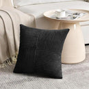 Fancy Homi 2 Packs Black Samll Decorative Throw Pillow Covers 14x14 Inch with for Couch Bed Sofa, Rustic Farmhouse Boho Home Decor, Soft Corss Patchwork Corduroy Square Cushion Case 35x35 cm by CozyNest Decor