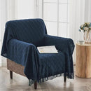 inhand Knitted Throw Blankets for Couch and Bed, Soft Cozy Knit Blanket with Tassel, Dark Blue Lightweight Decorative Blankets and Throws, Farmhouse Warm Woven Blanket for Men and Women, 60"x80" by CozyNest Decor