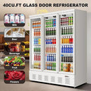 40.5 Cu.ft. Commercial Refrigerators 3 Glass Door Beverage Refrigerators Commercial Fridge Upright Cooler with Soft LED Light and 15 Adjustable Shelves for Restaurant Grocery Stores Home by CozyNest Decor