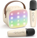 YLL Mini Karaoke Machine with 2 Wireless Microphones for Kids Adults, Portable Bluetooth Speaker Gift for Girls Toys 4, 5, 6, 7, 8, 10, 12+ Years Old Teens Birthday(Beige) by TinyTreasures Baby Boutique