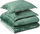 Amazon Basics Reversible Sherpa Comforter Set with Pillow Sham, Green, Queen/Full by CozyNest Decor