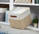 DECOMOMO 13 Inch Cube Storage Bins, Fabric Storage Cube, Basket for Kallax Shelves (Beige & White, Cube 13" - 4 Pack) by CozyNest Decor