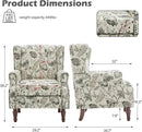 UIXE High Back Floral Accent Chairs Set of 2, Upholstered Armchair in Fabric, Retro Printed Wingback Arm Chair for Living Room, Nailhead Trim Single Sofa Bedroom Reading Seat - Plants Beige by CozyNest Decor