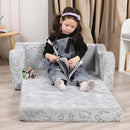 Kids Extra Wide Glow in The Dark Chairs for Toddler, 2-in-1 Toddler Soft Sherpa Couch Fold Out, Convertible Sofa to Lounger for Girls and Boys, Dark Grey by CozyNest Decor
