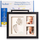 Baby Footprint and Hand Print Kit - Keepsake Frame, Nursery Picture Frames, New Mom Gifts, Newborn Essentials, Baby Shower Gifts (Jet Black) by TinyTreasures Baby Boutique