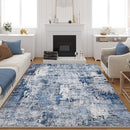 9x12 Rug Washable Boho Rug Soft Large Area Rug Non-Slip Non-Shedding Faux Wool Vintage Rug for Living Room, Farmhouse, Dining Room, Indoor, Kids Playroom, Blue by TinyTreasures Baby Boutique