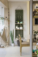 Hanging Shelf Macrame Wall Hanging Green Boho Shelfs with Tassels 2 Tier Floating for Plants Bedroom Dorm Living Room Wall Decor Rustic Wooden Organizer(Wood) by CozyNest Decor