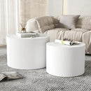Round Coffee Table Set of 2, Modern Wooden White Nesting Coffee Tables for Living Room, No Assembly Required Circle Side Tables Set Accent End Table for Bedroom, Balcony by CozyNest Decor
