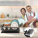 Godboat Dish Drying Rack, Dish Rack with Auto-Drain & Mat, Dish Drainers for Kitchen Counter, Glass Organizer for 4 Cups, 3 Slots Utensil Holder, Gifts for Women Mothers Day, Kitchen Gadgets & Decor by CozyNest Decor