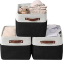 DECOMOMO Storage Baskets for Shelves - Fabric Closet Organizers and Storage Bins, Perfect Baskets for Organizing Closet Toys Nursery (Black and White, XL - 3 Pack) by CozyNest Decor