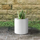 Kante 9.8" Dia Round Concrete Planter, Modern Style Large Cylindrical Plant Pot with Drainage Hole and Rubber Plug for Indoor Outdoor Patio, Pure White by GreenHaven Gardens
