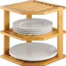 Cabinet Organizer Shelf - Bamboo Corner Rack for Kitchen Counter, Cabinet Space Saver for Plates, Dishes, Bowls, Bread - Pantry and Bathroom Storage or Countertop - Useful Home & Housewarming Gift by CozyNest Decor