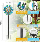 Wind Spinners for Yard and Garden - Wind Sculptures & Spinners, 75 Inch, Navy Blue, Kinetic Art with Solar Powered Multi-Color Glass Ball Light by CozyNest Decor