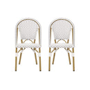Outdoor Rattan And Aluminum French Bistro Chairs Set