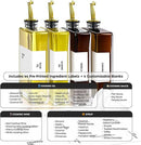 Olive Oil Dispenser Bottle - Includes 44 Kitchen Essential Labels - Cooking Oil Bottles for Kitchen, Coffee Syrup Dispenser - Pourer Spout with 11.8 fl oz Glass Container Cruet - 4pcs, Gold by CozyNest Decor