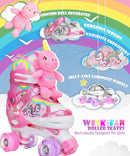 Unicorn Doll Kids Toddler Roller Skates for Girls,WESKIFAN Quad Skating Shoes with Shiny Light up Wheels&Adjustable Sizes Beginners rollerskates for Birthday Xmas Gifts,Patines para Niñas Niños by TinyTreasures Baby Boutique