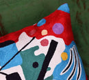 Kandinsky Modern Couch Pillow Cover - Red Painting | Abstract Toss Pillow | Modern Chair Cushion| Contemporary Pillow | Mid Century Chair Cushion | Hand Embroidered Pillow | Wool Size 18x18 by CozyNest Decor