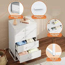 WLIVE White Wood Dresser for Bedroom with 4 Drawers, Tall Chest of Drawers with Sturdy Metal Frame for Living Room, Hallway, Closet by CozyNest Decor