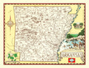 Vintage Map of Arkansas 1938