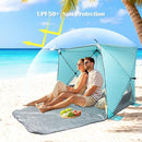 Beach Tent,Beach Sun Shelter with UPF 50+UV Protection with Extendable Floor mat for 3-4 Person, Waterproof Portable Easy Setup Beach Canopy Shade Tent for Outdoor Camping, Picnics by TinyTreasures Baby Boutique