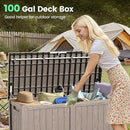 120 Outdoor Storage Box, Waterproof Resin Deck Box for Indoor & Outdoor Use, Lockable Storage Bench with Piston Hinge, Storage Bin for Patio Cushions, Garden Tools, Package Delivery, Grey by CozyNest Decor