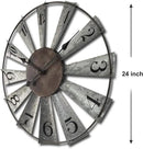 Mrocioa 24inch Windmill Distressed Metal Wall Clocks Rustic Large Decorative Clock Oversized Farmhouse Decor,Non Ticking,Battery Operated by CozyNest Decor